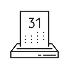 Calendar with date outline icon. Vector page or appointment reminder, planner paper page, deadline check, notification about event