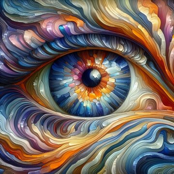 Pintura abstracta al &oacute;leo de un ojo humano