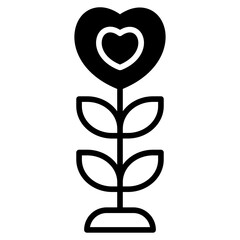 Love Plant solid glyph icon