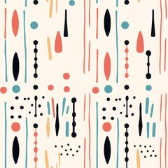 Abstract boho seamless pattern in tribal style. Ethnic geometric background with colorful lines and shapes. Traditional print design for textile, banner, wallpaper, fashion, home decor 