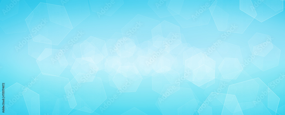 Wall mural Computer graphic of blue sky and hexagonal bokeh effect. Spring or summer abstract background.