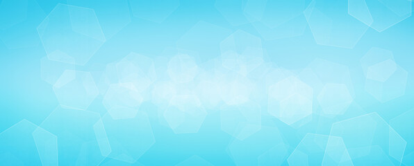Computer graphic of blue sky and hexagonal bokeh effect. Spring or summer abstract background.