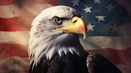 Bald Eagle on the American Flag