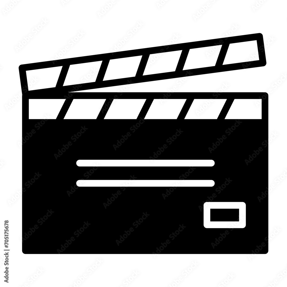 Poster clapperboard solid glyph icon