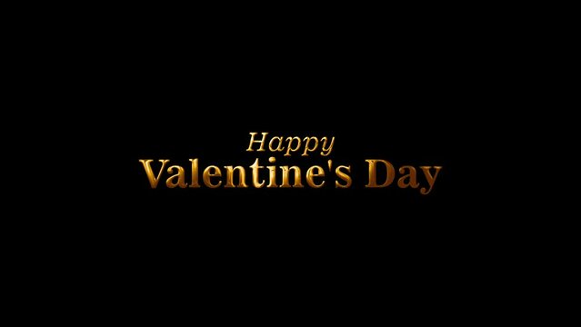 Animated text Happy Valentine's Day with a shining golden style, suitable for greetings, events, celebrations, gifts.