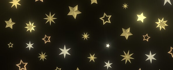 Falling Holiday Astral Radiance: Magnificent 3D Illustration of Descending Stellar Illumination for Christmas