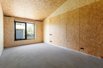 interior of the apartment without decoration in gray colors. rough finish