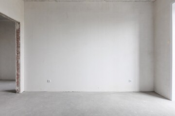 interior of the apartment without decoration in gray colors. rough finish