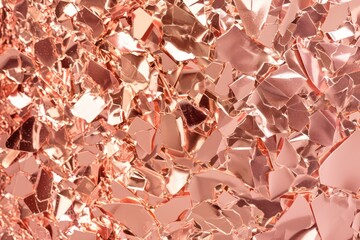 Crumpled foil or confetti, pink abstract background. Generative AI