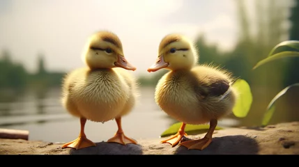 Fotobehang duck and ducklings © Ayesha lateef