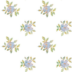 abstract flowers drawn in watercolor digitally, botanical seamless pattern for design, on a white background