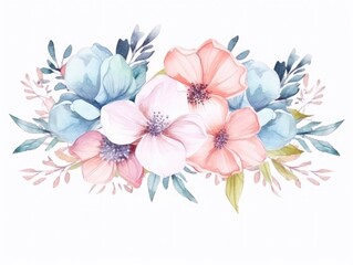 Obraz na płótnie Canvas Decorative wedding card with pastel blooming flowers