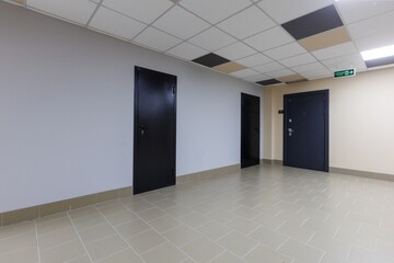 interior of the apartment without decoration in gray colors. rough finish