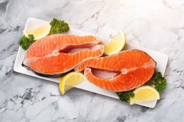 Fresh raw tasty salmon fillet