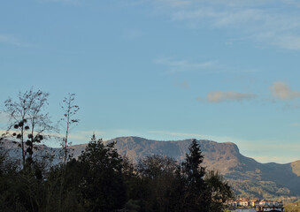 beautiful winter day in the mountains with blue sky