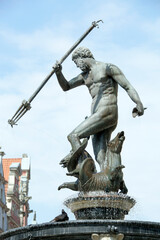 Obraz premium Gdansk Old Town Historic Neptune's Fountain