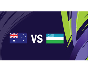 Australia And Uzbekistan Asian Flags Nations 2023 Group B Teams Countries Asian Football Symbol Logo Design Vector Illustration