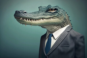 crocodile in business suit.  - obrazy, fototapety, plakaty