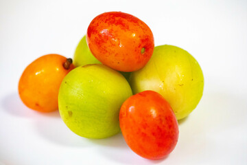 Ripe umbu fruit (Spondias tuberosa) and siriguela, seriguela, ciriguela or ceriguela (Spondias purpurea). Typical of the hot regions of Brazil