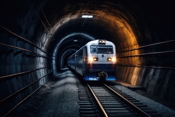 Train travelling through tunnel