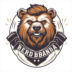 Creepy bear head logo, ,AI generative