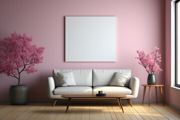 Fototapeta na wymiar Step into a minimalist ambiance featuring an empty frame on a soft-colored canvas. Picture the simplicity and sophistication it brings, allowing your text to communicate with clarity.