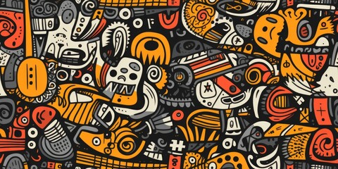 Colorful doodle seamless pattern, wallpaper background.