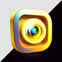 3d round Instagram logo Icon social media isolated 3d render transparent background photo