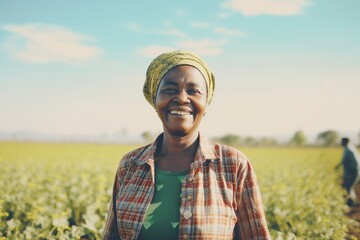 modern peasant woman standing in an africa - obrazy, fototapety, plakaty