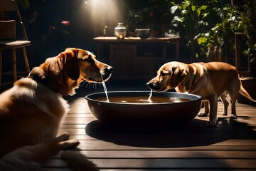  Impeccable lighting highlights the canine's movement and the water's ripples, creating a super realistic portrayal that radiates a sense of purity and companionship