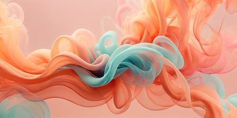 Peach Fuzz , abstract background, soft smoke, waves. Trendy color 2024