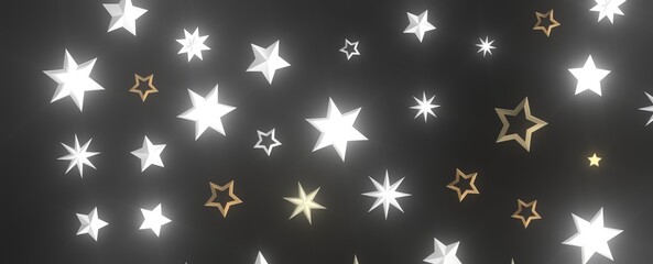 Holiday Stardust Rain: Brilliant 3D Illustration Showcasing Descending Christmas Stars