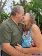 senior adult couple kissing