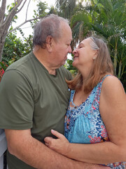 senior adult couple kissing