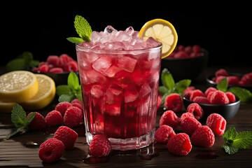 Refreshing raspberry cocktail! Crushed ice, tangy raspberries, a splash of citrus 