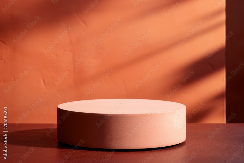 Poster mockup in trendy peach fuzz colors. background with selective focus and copy space