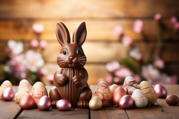Fototapeta na wymiar Easter chocolate. Background with selective focus with copy space