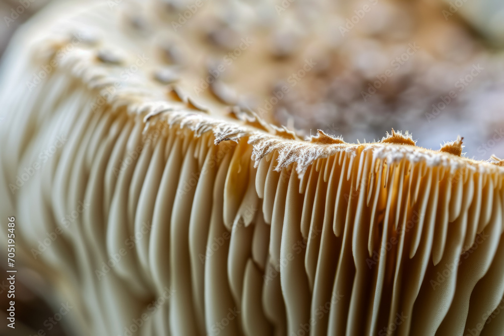 Poster mushrooms macro close-up. background with selective focus and copy space