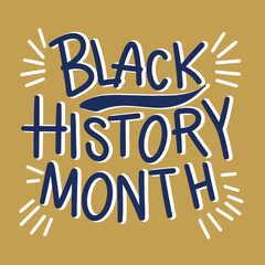 Black History Month banner. Handwriting Black History Month inscription short phrase. Hand drawn vector art.