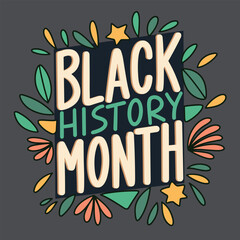 Obraz premium Black History Month banner. Handwriting Black History Month inscription short phrase. Hand drawn vector art.
