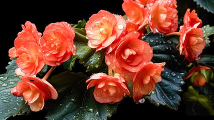 Begonia, a beautiful indoor plant with unique flowers. A captivating stock photo capturing the botanical elegance and decor potential of this stunning plant - obrazy, fototapety, plakaty
