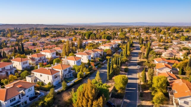 Suburban Neighborhood with Mediterranean Style Homes
