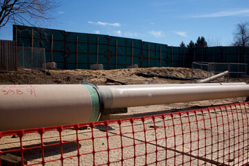 Natural gas liquids pipeline construction in a residential neighborhood using horizontal directional drilling.