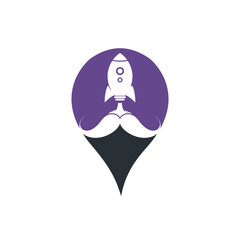Mustache rocket vector logo design template.
