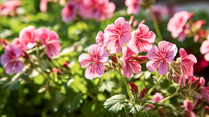 Obraz premium Breathtaking spring beauty with a flowerbed of vibrant pink blooms. A captivating stock photo capturing the essence of natures colorful awakening