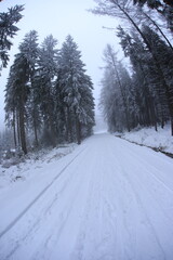 Wide angle winter shot in sudety mountains