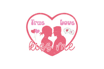 Kiss me heart Retro Valentine's Day T shirt design Sublimation 