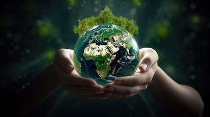 World Earth Day with an image featuring hands holding a heart-shaped globe