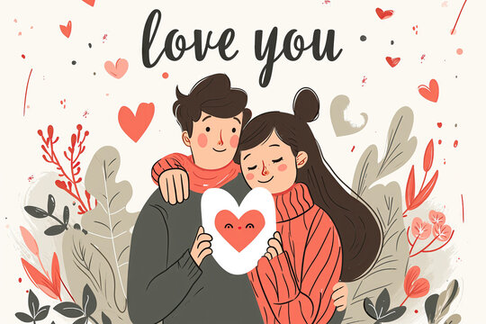 Valentine's day card with "love you" text
