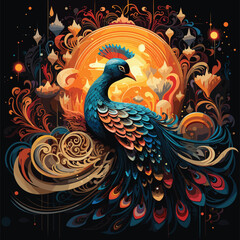 Fototapeta premium peacock on the wall